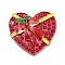 Christmas Alloy Rhinestone Cabochons, with Enamel, Golden, Heart, 33x35x6mm