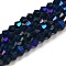 Opaque Solid Color Imitation Jade Glass Beads Strands, AB Color Plated, Faceted, Bicone, Prussian Blue, 4x4mm, Hole: 0.8mm, about 82~85pcs/strand, 30.5~31cm