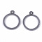 Flocky Alloy Pendants, Ring Round, Gray, 30x25x2mm, Hole: 3mm