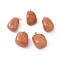 Natural Red Aventurine Pendants, with Platinum Tone Brass Findings, Nuggets, 23~30x13~22x12~20mm, Hole: 5x3mm