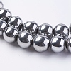 Silver Plated Magnetic Synthetic Hematite Round Beads Strands X-G-H1098-1-3
