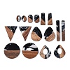 16Pcs 8 Styles Opaque Resin & Walnut Wood Pendants RESI-N053-05-1