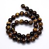Natural Grade AB Tiger Eye Round Beads Strands G-O047-02-12mm-3