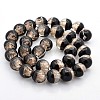 Handmade Two Tone Gold Sand Lampwork Round Beads Strands LS-LAMP-O007-01C-2