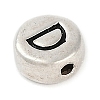 925 Sterling Silver Flat Round with Letter Beads STER-G044-01AS-D-2