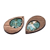 14Pcs 7 Styles Transparent Resin & Walnut Wood Pendants RESI-N053-15-2