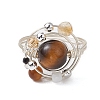 Planet Natural Tiger Eye Finger Rings RJEW-TA00165-01-2