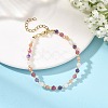 Natural Tourmaline & Rose Quartz & Sunstone & Amethyst Faceted Round Beaded Bracelets BJEW-JB14144-1