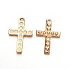 Light Gold Plated Alloy Enamel Cross Pendants ENAM-J544-03KCG-1