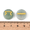 Brass Elder Futhark Alphabet Engraved Symbol Flat Round Natural Green Aventurine Rune Stones G-I373-01I-3