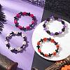 Halloween Cross & Skull Acrylic Bead Stretch Bracelets BJEW-JB12617-2