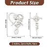 4Pcs 2 Styles Faith Theme Zinc Alloy Brooch JEWB-CA0001-90-2
