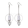 Acrylic Bear & Lampwork Heart Dangle Earrings EJEW-JE05416-02-1