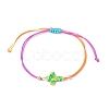 Spray Painted Synthetic Turquoise Cross Braided Bead Bracelets BJEW-JB12583-3