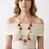 Resin & CCB Plastic Nuggets Double Layer Necklaces with Alloy Chains for Women WG8113C-02-1
