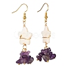 Star with Cluster Chip Beads Long Dangle Earrings EJEW-JE04686-5