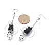 Acrylic Bear & Lampwork Heart Dangle Earrings EJEW-JE05416-01-2