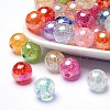 Bubblegum AB Color Transparent Crackle Acrylic Round Beads X-CACR-R011-10mm-M-1