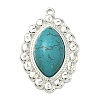 304 Stainless Steel with Dyed Synthetic Turquoise Pendants STAS-G374-05S-09-1