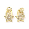 Brass Micro Pave Clear Cubic Zirconia Charms KK-E068-VF045-2