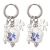 304 Stainless Steel Flower Hoop Earrings EJEW-JE06733-3