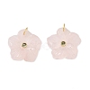 Brass & Natural Rose Quartz & Cubic Zirconia Pendants GG-CBAD360-18G-01-1