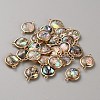 Flat Round Natural Paua Shell Resin Connector Charms BSHE-WH0004-16KCG-1
