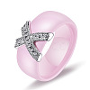 Cross Brass Micro Pave Clear Cubic Zirconia with Porcelain Finger Rings FS-WG0A171-19-1