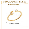 1Pc Letter Brass Rhinestone Open Cuff Rings for Women AJEW-LP0004-47O-G-2