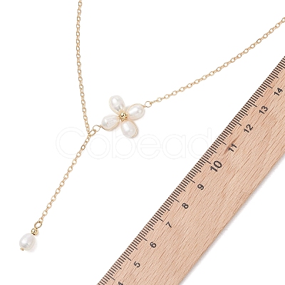 Flower Natural Cultured Freshwater Pearl Pendant Necklaces NJEW-TA00223-1