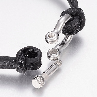 Men's Leather Cord Multi-strand Bracelets BJEW-P198-12-1