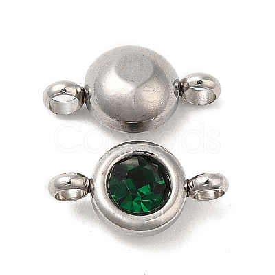 304 Stainless Steel Single Rhinestone Connector Charms STAS-E194-13P-01-1