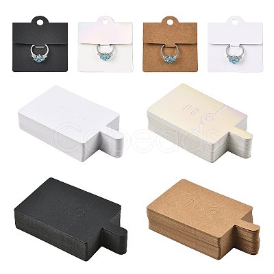 50Pcs Rectangle Foldable Paper Jewelry Display Cards for Rings CDIS-FS0001-31B-1