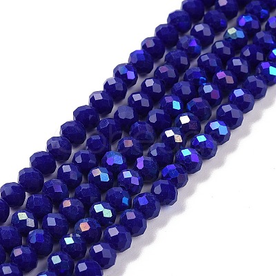 Electroplate Opaque Solid Color Glass Beads Strands EGLA-A034-P10mm-L12-1