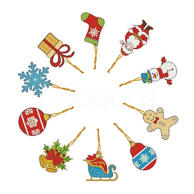Christmas Theme DIY Diamond Painting Pendant Decoration Kits XMAS-PW0001-110D-1