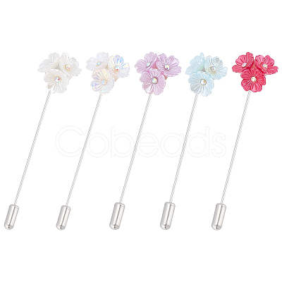 5Pcs Forget-me-not 304 Stainless Steel Lapel Pins JEWB-PH01279-1