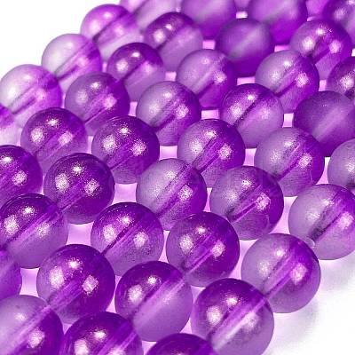 Frosted Transparent Glass Bead Strands X1-GLAA-P065-8mm-15-1