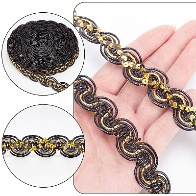 15 Yards Sparkle Polyester Lace Ribbon OCOR-WH0003-033B-1