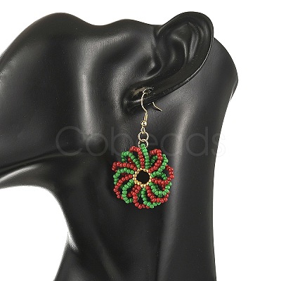 Christmas Glass Dangle Earrings EJEW-MZ00829-1