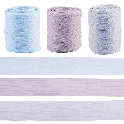 3 Rolls 3 Colors Wrinkle Polyester Ribbon OCOR-TA0002-98A-1