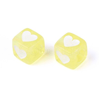 Spray Painted Transparent Acrylic Beads OACR-N140-02F-1