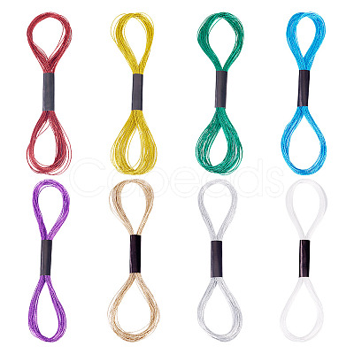 8 Skeins 8 Colors 6-Ply Polyester Metallic Embroidery Floss DIY-TAC0020-73-1