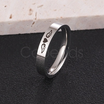 Heart Wing Pattern 304 Stainless Steel Finger Rings FS-WGA5734-12-1