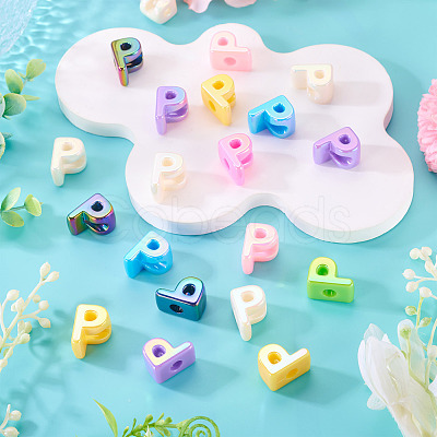 20Pcs UV Plating Opaque Acrylic European Beads OACR-TADJ0001-16P-1