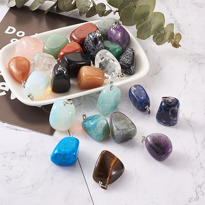 Natural & Synthetic Mixed Gemstone Pendants G-TA0001-11-1