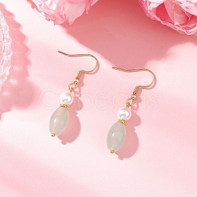 Natural Green Aventurine Dangle Earrings EJEW-JE06470-1
