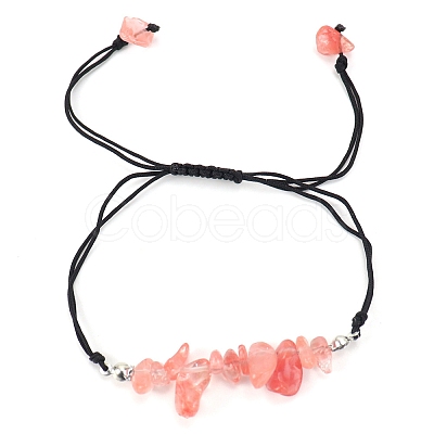 Synthetic Watermelon Stone Braided Bead Bracelets PW-WG14195-12-1