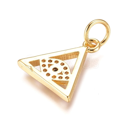 Brass Micro Pave Cubic Zirconia Pendants X-KK-D156-02G-1