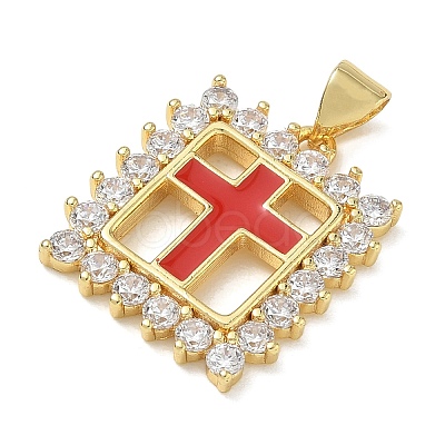 Religion Cross Brass Micro Pave Clear Cubic Zirconia Pendants CU-CBA83A6-03G-G-1
