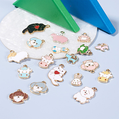 72Pcs 18 Style Alloy Enamel Pendants ENAM-CW0001-10-1